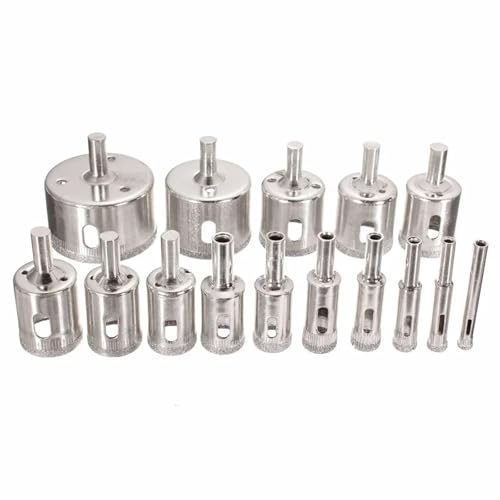 Set de 15 brocas diamante 6mm a 50mm para vidrio
