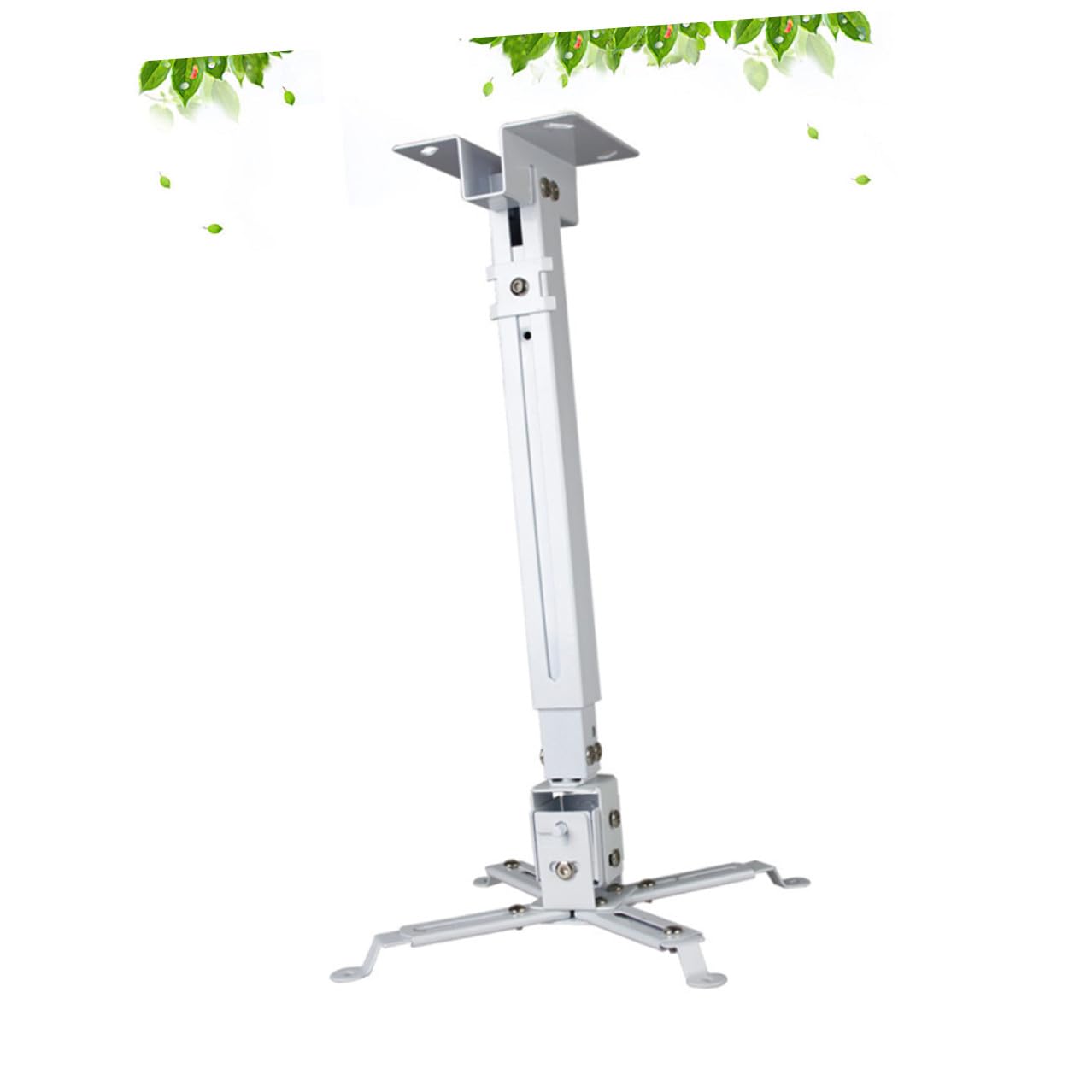 Supporto da Soffitto e Piastra Regolabile per Proiettore in Ferro Bianco , Capacità 15kg , Montaggio Flessibile con Bracci Articolati per Installazioni a Soffitto