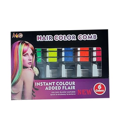 Giz de Cabelo Tintura Temporária: Kit 6 Cores Sortidas Infantil Dia das Crianças