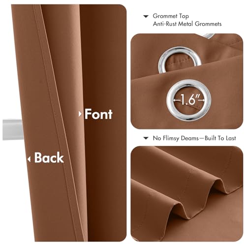 Image of MIULEE Blackout Curtains for Bedroom Living Room 2 Panels, Thermal Insulated Room Darkening Drapes Grommet Noise Reducing Light Blocking Window Treatments 72 Inches Long 40x72 Inch Sun Baked