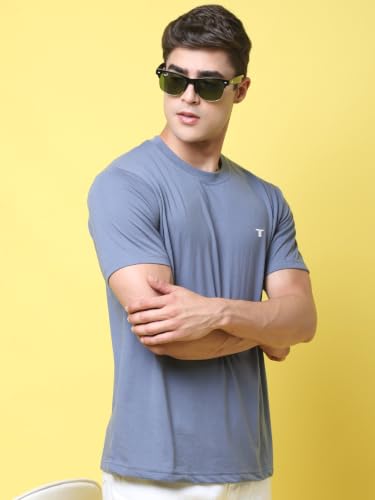 Image of Pinkmint Men's Cotton Blend T-Shirt ll Soild Round Neck T-Shirt ll Stylish Half Sleeve T-Shirt's (Pack of 1)