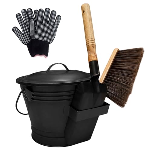 Seau à cendres en métal noir mat haute résistance avec accessoires