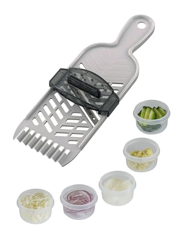CBJAPAN Slicer, 4 Types of Preparation, Made in Japan, Slicing, Fine Grater, Coarse Grater, Decorative Cutter, Includes Safety Holder, 4-in-1 Slicer, Atomico