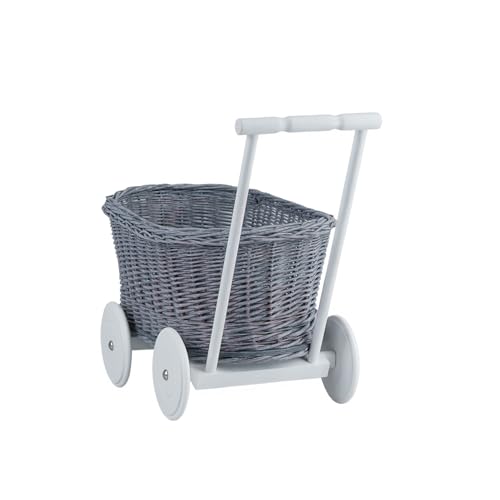 e-wicker24 Alles aus Weide Carrito colgante de cesta, carrito de muñecas, carretilla de juego, idea de regalo perfecta para niños y niñas, juguete de mimbre