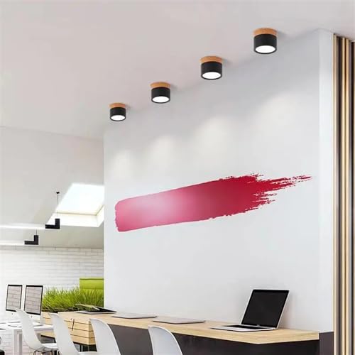 Foco de luz de techo LED de madera negra y 7W regulable para decoracion de interiores 6