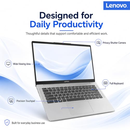 Image of Lenovo Laptop with Microsoft 365 Office, 8GB Memory, 256GB SSD, Intel Performance CPU, Webcam, SD-Card Reader, External Monitor Support, Ultra-Quiet Design, Windows 11