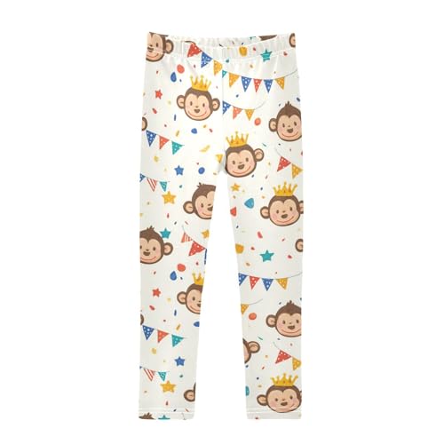 Vdsrup Girls Leggings Monkey Flags Colorful Kids Length Leggings Pants Athletic Yoga Pants Cartoon Toddler Tights Trousers 4T