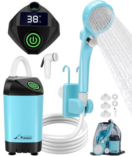 WADEO Portable Camping Shower, [6000mAh] [Vibrant Colours] Rechargeable Battery Shower Pump, Outdoor Shower Kit for Beach, Pet, Travel, Car