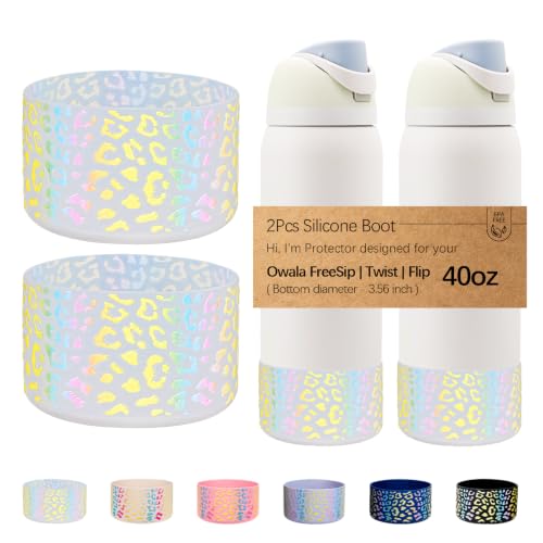WK IEASON 2Pcs Silicone Boot for Owala Water Bottle, Protective Flask Bottom Cover Base for Owala FreeSip Twist and Flip Flask Water Bottle Accessories-3.56inch Bottom Diameter