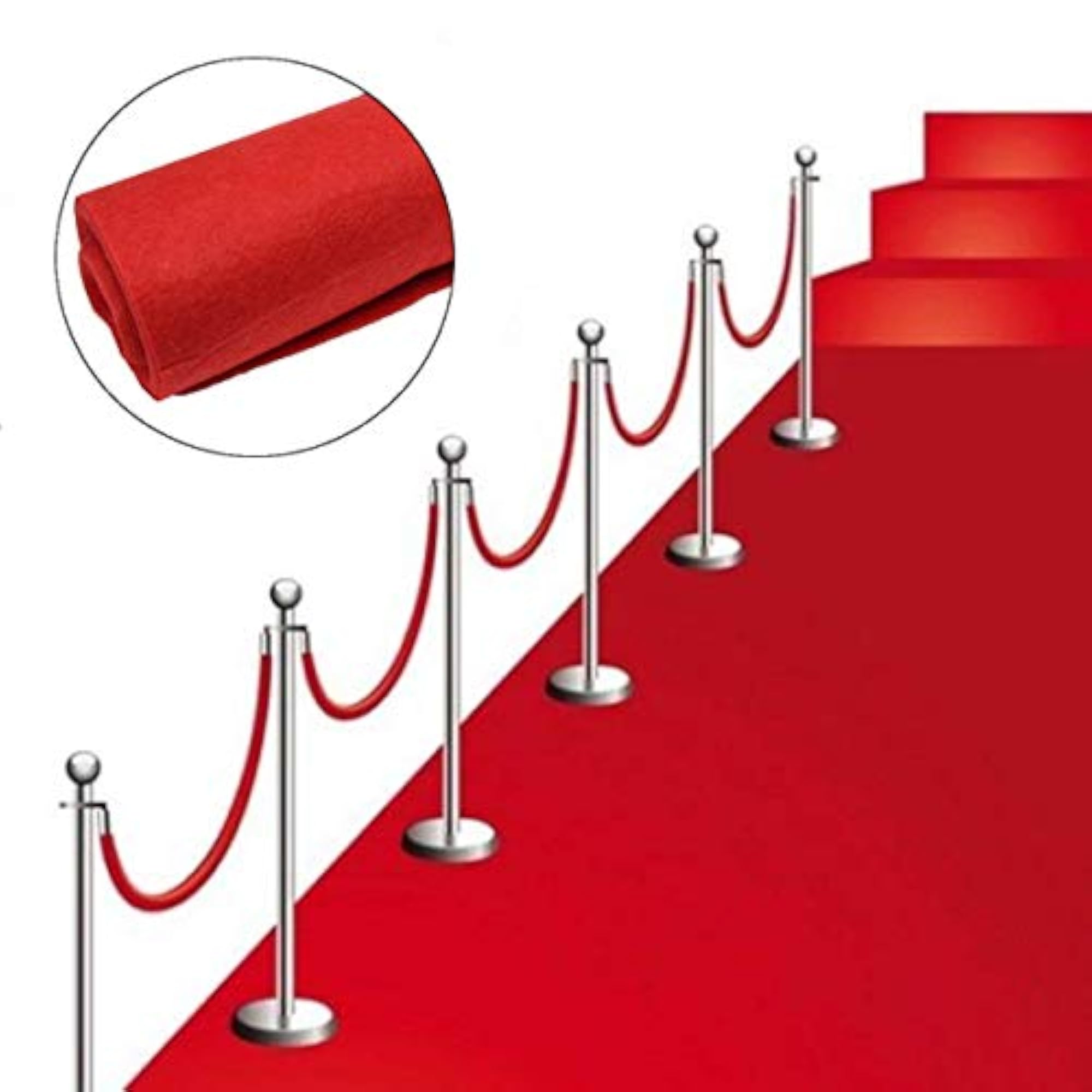 Fabric Red Floor Runner for Hall Decoration, 5 x 25 Feet