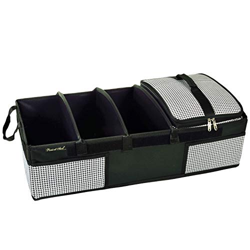 Picnic at Ascot Heavy Duty Rigid Base Trunk Organizer with 28 Can Capacity Leak Proof Cooler- Adjustable Dividers - 30