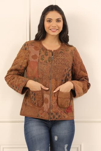 Image of SAY Women's Cotton Regular Fit Quilted Jacket For Winter Wear