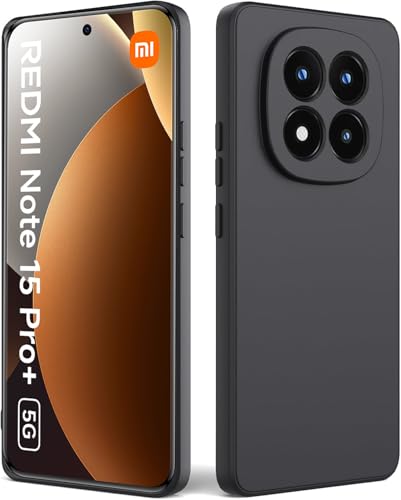 Image of DIZORO Compatible with Mi Redmi Note 15 Pro Plus 5G Back Cover with Upgraded Square Edges for Camera Protection Shockproof Flexible Matte Liquid Silicone Mobile Phone Case - Black