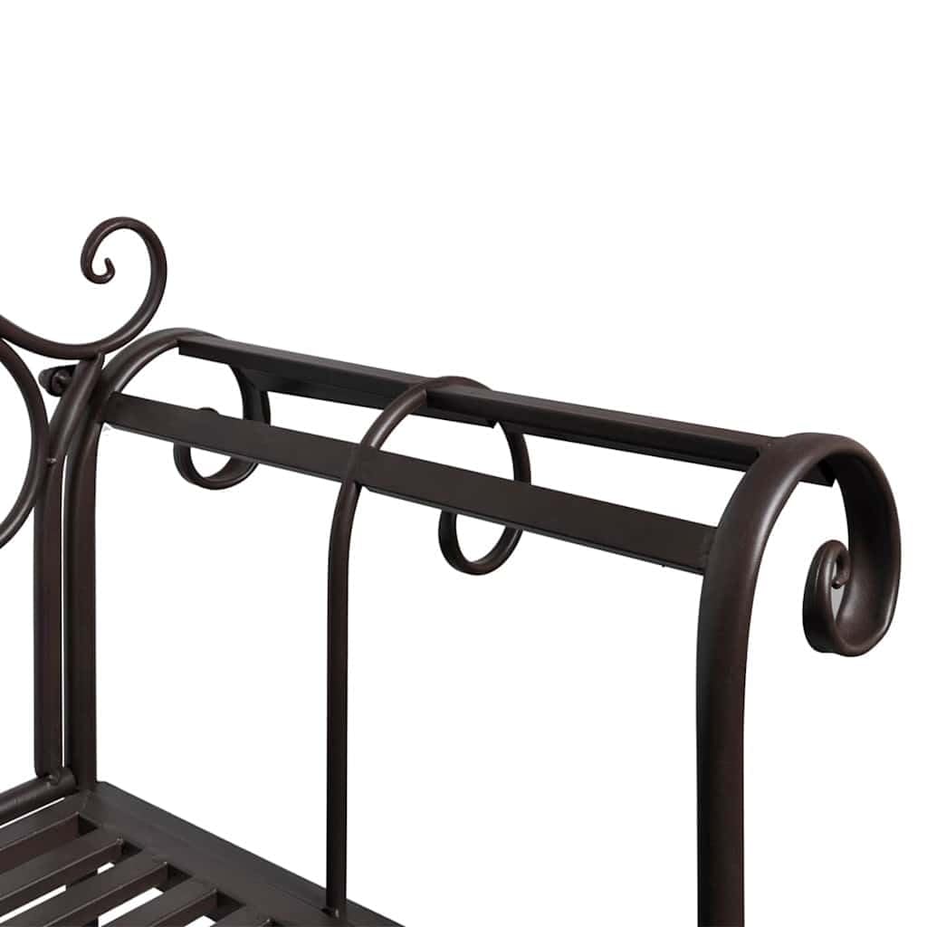 Gartenbank 132 cm aus Metall, 2-Sitzer Sitzbank für Garten, Terrasse & Balkon, wetterfeste Gartenmöbel Bank im Antik-Design mit Schnörkel-Verzierungen, Farbe: Antik Braun