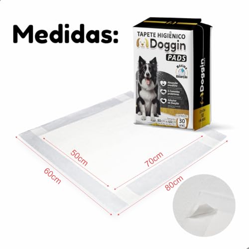Tapete Higiênico 80cm x 60cm 30 Unidades para Cachorro Sanitário Super Absorvente Antivazamento Alta