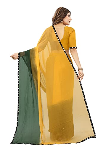 Image of JULEE Women's Chiffon Hand Printed Beutiful (70-30) Half-Half sarees blouse piece PRIME
