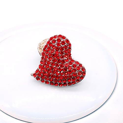 Image of Love Heart Shape Brooch Pin Full Crystal Pink /Red /Coloful Heart Lapel Pin Rhinestone Love Heart Badges for Clothing Bag Hat Fashion Dress Coat Pin Valentine's Day Christmas Gift