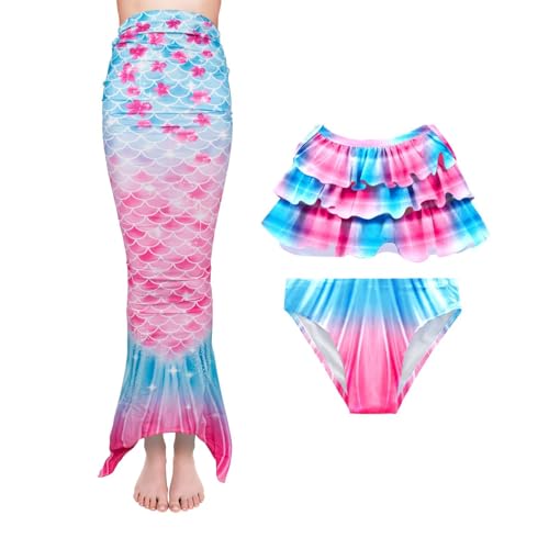 Superband Girls Mermeid Tail Outfits Girls Bathing Suit,3PC2