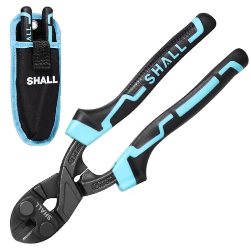 SHALL 8-Zoll-Mini-Bolzenschneider kleiner Hochleistungs-Drahtschneider zweifarbiger ergonomischer Griff effizientere Hebelwirkung Gürteltasche im Lieferumfang enthalten
