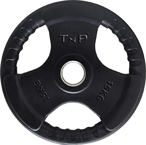 TnP Accessories. Olympic Weight Plates Rubber Coated Cast Iron Weights Plate Set – Tri Grip Radial – 1.25kg 2.5kg 5kg 10kg 15kg 20kg 25kg TriGrip Disc (15KG Single)