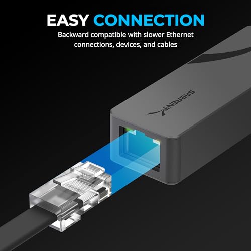 Image of SABRENT USB-C to 2.5Gbps Ethernet Adapter, Aluminum USB-C to RJ45 Network Adapter for MacBook Pro /Air, iPad Pro (2018 & Later), Windows, Linux (NT-25GA)