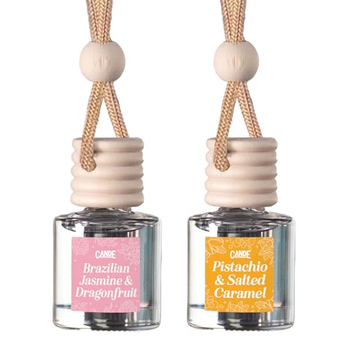 CE Craft Car Air Fresheners - Hanging Car Air Freshener Diffuser - Reusable Bottle with Long Lasting Car Oil Scent - 2 pack Pistachio + Brazilian Jasmine