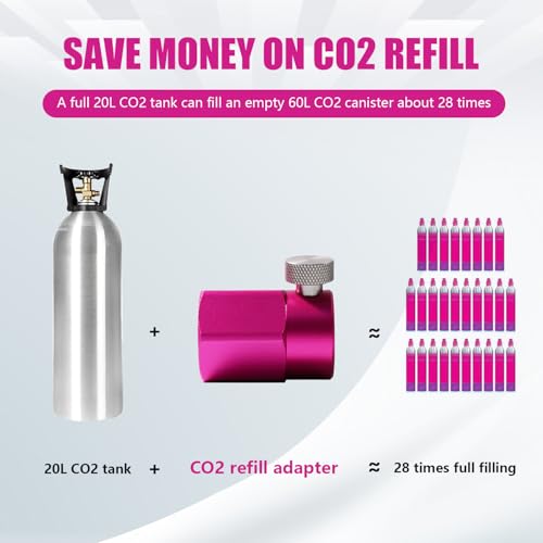 HMKUGO CO2 Cylinder Refill Adapter for Soda Maker Pink CO2 Bottle, Quick Connector Kit CGA320 CO2 Tank to Filling CO2 Canister Compatible with Terra DUO Art Gaia Machines