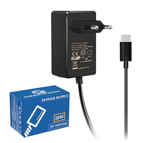 Geekworm Raspberry Pi 4 Alimentation Power Supply, USB-C 5V 4A 20W Power Adapter Charging for Raspberry Pi 4 / NASPi / X728 UPS/PiKVM-A3 / PiKVM-A8 / Orange Pi...