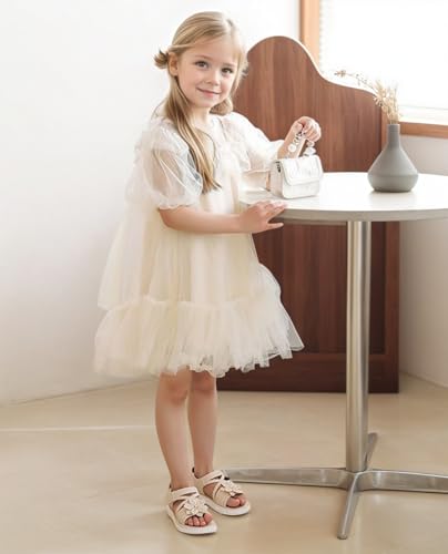 Toddler Girls Open Toe Sandals Flower Summer Beach Flats Princess Dress Shoes Slippers3