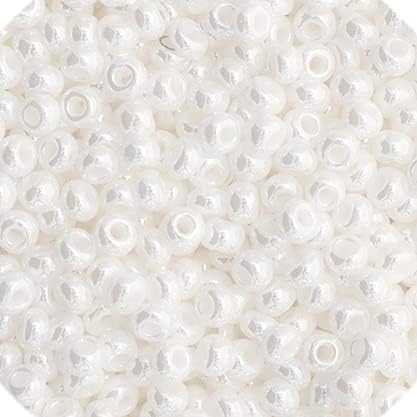 Czech Glass Seed Beads 11/0 (2.1mm Diameter) Opaque White Luster DIY Jewelry Making Beadss - 250g Bulk Bag by Preciosa (Jablonex)