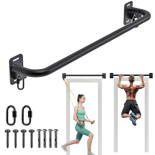 BeneLabel Pull Up Bar Wall Mount 500 LBS Capacity Doorway Chin Up Bar Steel Joist Mount Pullup Bar Multifunctional Heavy Duty Chinup Bar with Carabiner for Doorway Indoor Home Gym Garage