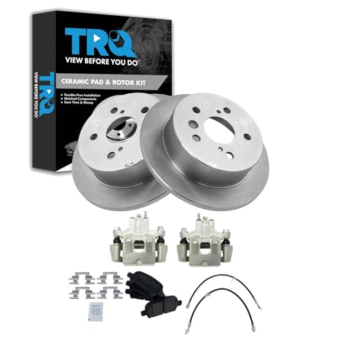 Image of TRQ Rear Brake Pad and Rotor Set Ceramic Calipers Compatible with 2006-2007 Toyota Avalon 2006-2008 Solara