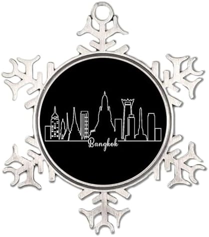 Thailand Bangkok Snowflake Ornaments Round Christmas Tree Ornament Gentle City Country Fine Arts Funny Keepsake Street Landscape Travel Landmarks Collectible Gift for Xmas Tree Decoration