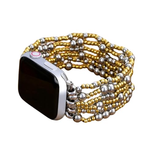 Cape Diablo Compatible With Apple Watch Band for Women - Handmade Gemstone Strap - 49mm 46mm 45mm 44mm 42mm 41mm 40mm 38mm (Eternal Glow Large - Fits 6.5-7.0 inch wrists)