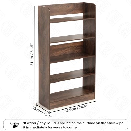 Image of ABOUT SPACE Bookshelf for Home - 5 Tier Books Rack for Study Room Multipurpose Open Shelf for Home, Office, School Engineered Wood Book Organizer Shelf (Walnut - L 62.5 x B 23.5 x H 131 cm)