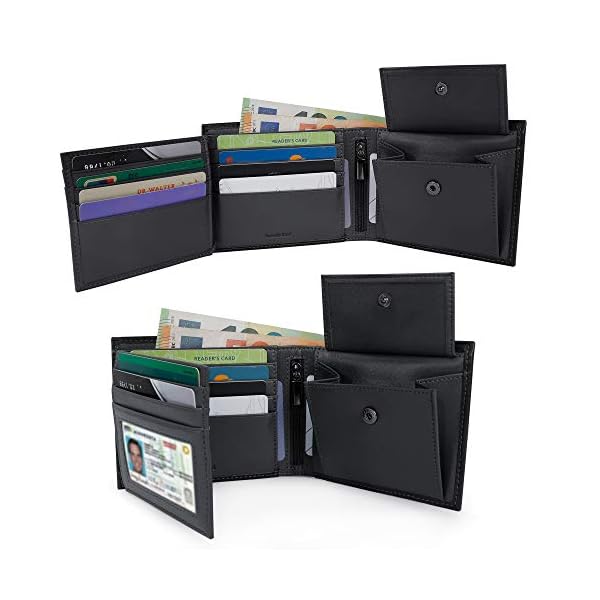 Mens Trifold Wallet with RFID Blocking and Coin Pocket Real Leather - Image 5
