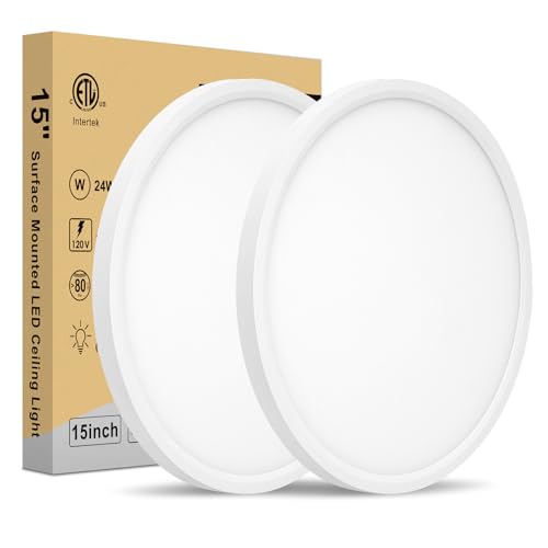 Plafonnier LED pour cuisine et couloir lot de 2 lampes de plafond 38cm blanc