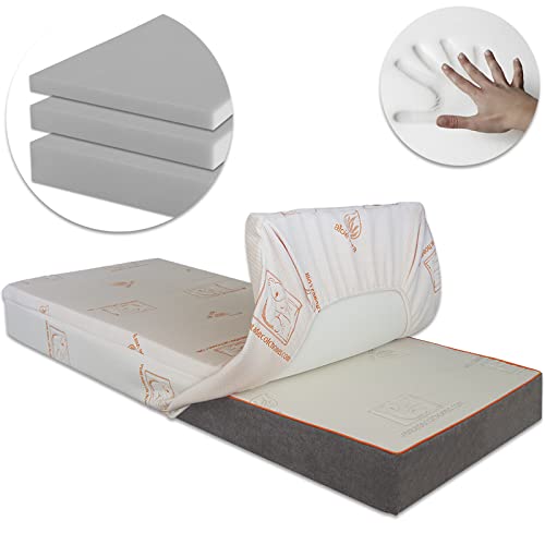 Topper Sobrecolchón Viscoelástico Plegable y Desenfundable con Núcleo de 9 cm de Visco de Densidad 55Kg/m³ | 105 x 180 cm