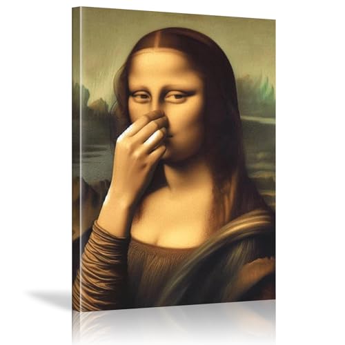 Mona Lisa Impression Sur Toile,Mona Lisa Poster Wc Art,Photos Deco Salle De Bain Tableau,Affiche Drole Toilette Peinture Humour Vintage Pour Toilettes Et Salle De Bain...