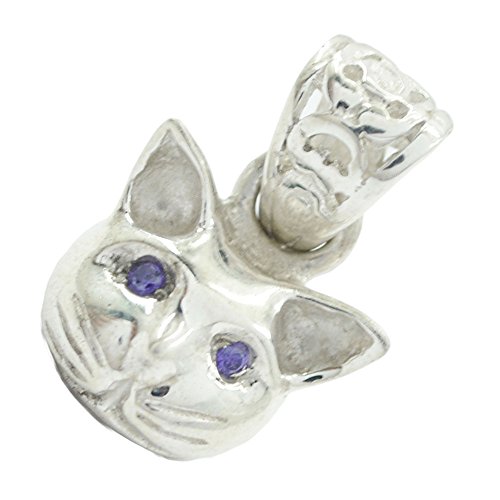 Charms améthyste ronde et argent sterling pour les passionnés de chats
