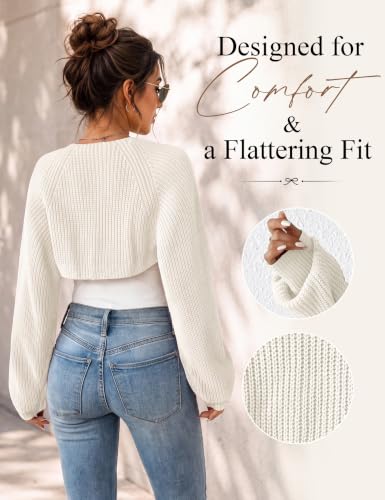 Image of Durio Women Y2K Bolero Shrug Long Sleeve Knit Cropped Cardigan | Stretchy Open Front Sweater with Drop Shoulders, Versatile Style Suits Casual Daily Wear, Travel, Party & Festival Outfits