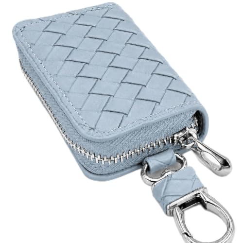 house key bag can be used interchangeably with the wallet. The metal zipper is secure and sturdy (Weave pattern light blue)