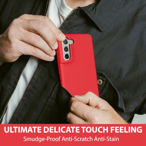 Image of LIRAMARK Liquid Silicone Soft Back Cover Case for Samsung Galaxy S21 FE 5G (Red)