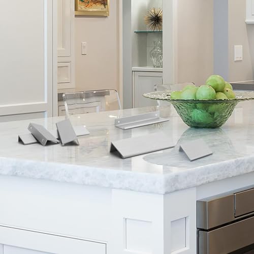 Image of Rergy 100 Pack 3 inch Cabinet Pulls Brushed Nickel Finger Pulls for Cabinets | Aluminum Alloy Silvery Edge Pulls Modern Cabinet Handles for Kitchen, Cupboard, Drawers, Dressers, Screws Included