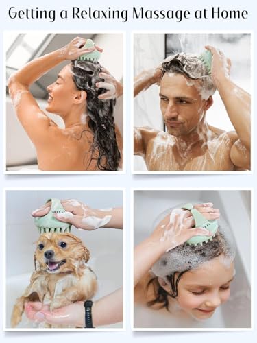 Image of Hair Scalp Massager and Shampoo Brush for Shower Dandruff Removal - Wet and Dry - Encourages Growth - Includes 1 Massage Removal Heads