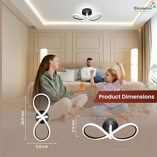 Image of Binyamin 50W Modern LED Ceiling Light for Living Room | Star & Infinity Design Ceiling Lamp 3Colour Changing Warm White, Natural White & Cool White | Acrylic Ceiling Light for Bedroom Hallway Infinity