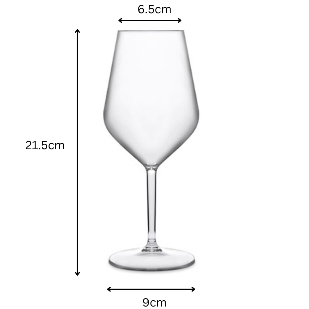 AIOS Set mit 6 Tritan-Kunststoff-Weingläsern, große Stielgläser für Aperol Spritz & Hugo Spritz, bruchsicher, BPA-frei, spülmaschinenfest, Weinspritzer, Cocktailgläser, Fassungsvermögen 470 ml