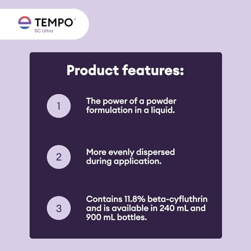 Image of Tempo SC Ultra Insecticide Concentrate 240 ml | Fast-Acting Residual Pest Control | Liquid Indoor /Outdoor Bug Killer | Broad-Spectrum Control for Ants, Spiders, and Other Crawling Insects. | Beta-Cyfluthrin