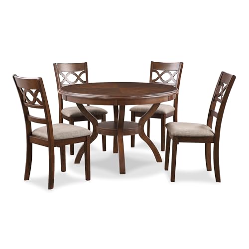 New-Classic-Furniture-Cori-5-Piece-Round-Dining-Set-with-1-Table-and-4-Chairs-Cherry-Brown New Classic Furniture Cori 5 Piece Round Dining Set with 1 Table and 4 Chairs Cherry Brown