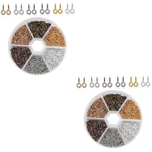 DOITOOL Sets Metal Eye Screw Hooks Self Tapping Screw Ring for Jewelry Craft Beads Hooks Threaded Eye for DIY Projects Pcs